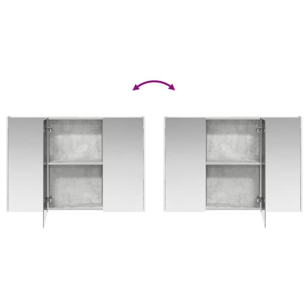 Badrumsmöbelset 4 st Betonggrå Konstruerat trä och glas