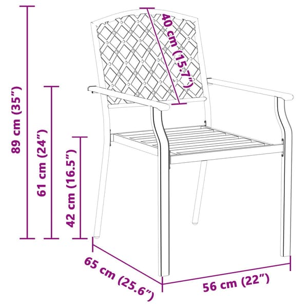 Trädgård Stol 2 pcs Antracit 56 x 65 x 89 cm Stål