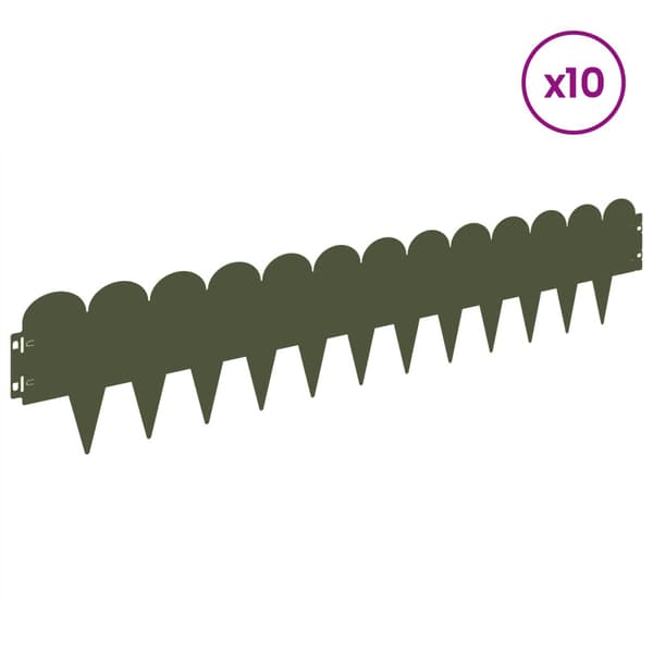 Kant för gräsmatta 10 pcs 103 x 20 cm Stål Olivgrön