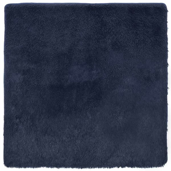 Ryamatta med lång lugg NAVARRA marinblå 120x120 cm polyester