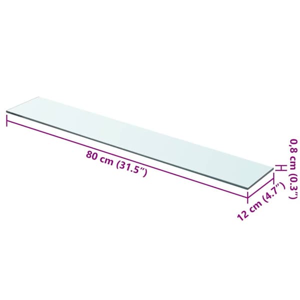 Hyllplan 2 st glas genomskinligt 80x12 cm