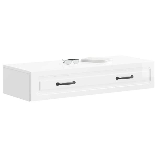 Väggmonterad sidobord Vit högglans 87,5 x 34,5 x 17 cm