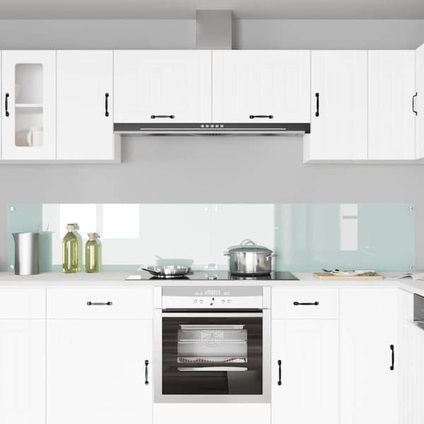 Köksskydd 2 pcs Vit 120 x 40 cm härdat glas