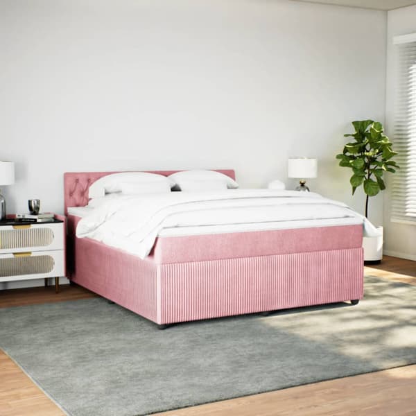 Ramsäng med madrass rosa 180x200 cm sammet