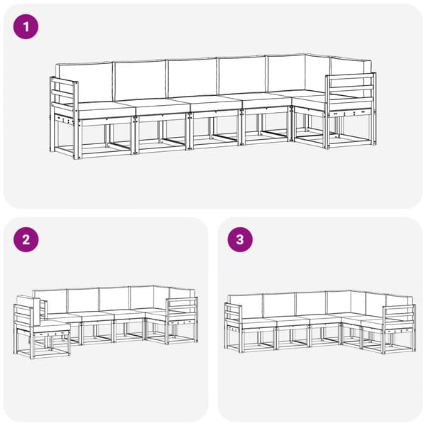 Utomhussoffset med kudde 6 pcs Naturlig och Grädde