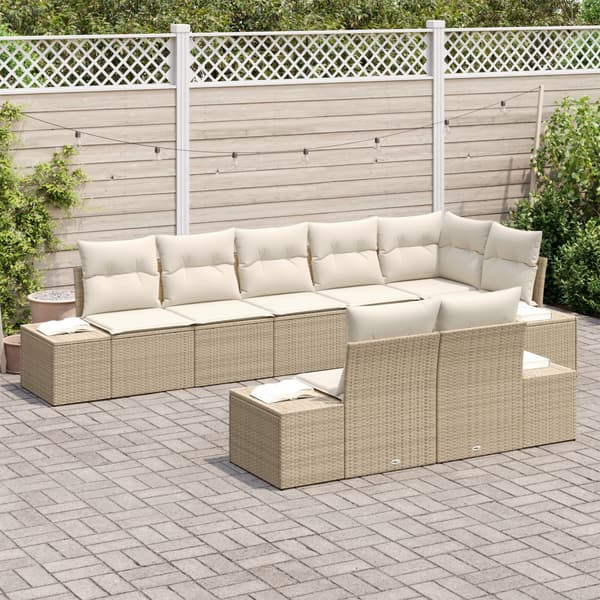 Trädgårdsoffset 8 pcs Beige och gräddfärgad konstrotting