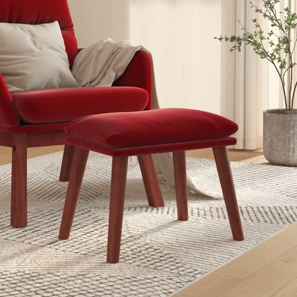 Fotpall vinröd 45x29,5x35 cm sammet