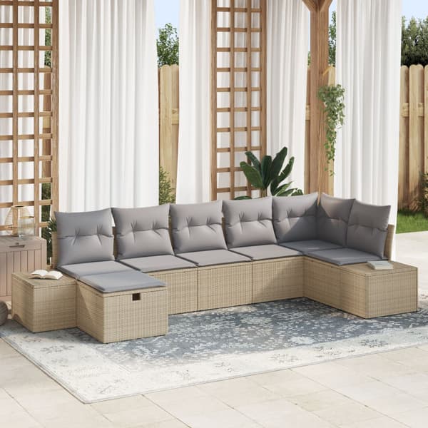 Trädgårdsoffset 7 st Beige konstrotting