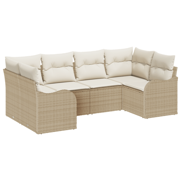 Trädgårdsoffset med lagring 6 pcs Beige och vit Poly rattan