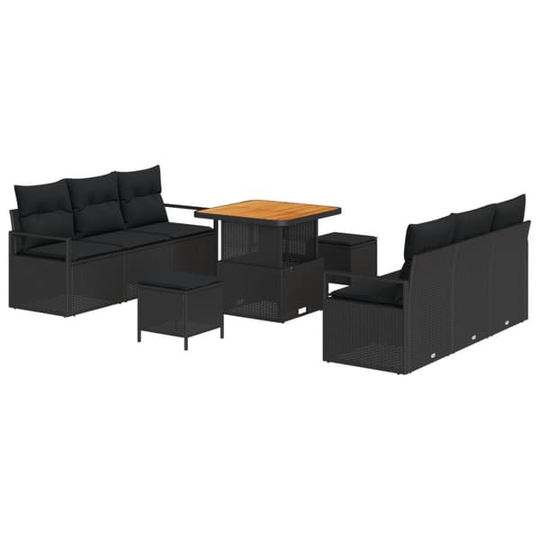 Trädgårdsoffset med lagring 9 pcs Svart Poly rattan