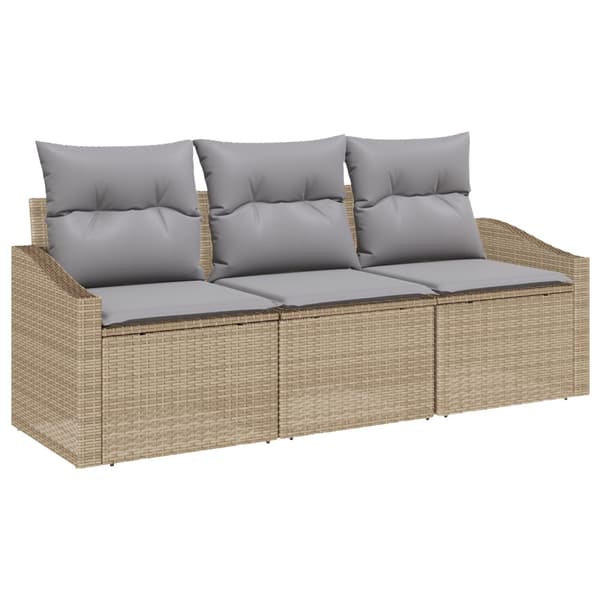 Soffset med kudde 3 pcs Beige konstrotting
