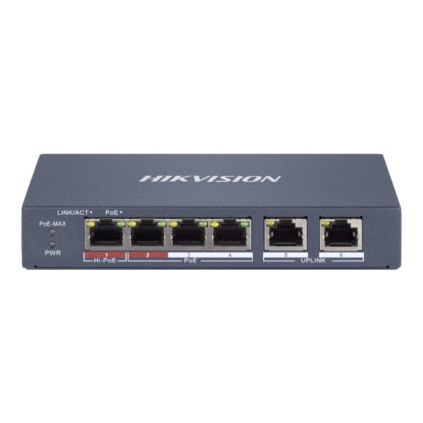 Hikvision DS-3E1106HP-EI - switch - 4 portar - smart