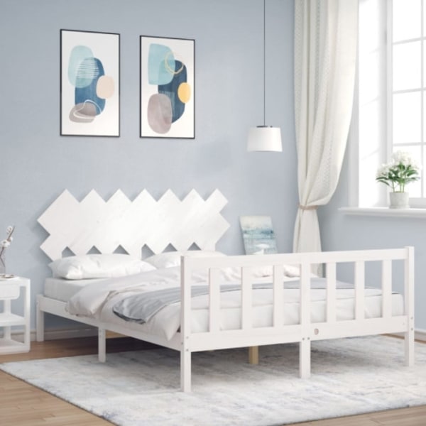 Sängram utan madrass vit 140x200 cm massiv furu