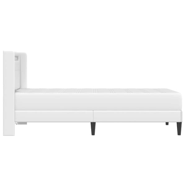 Sängram med madrass Vit 90 x 200 cm Konstläder