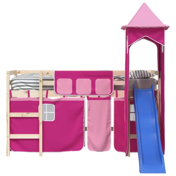 Gardiner för loftsäng med torn rosa polyester