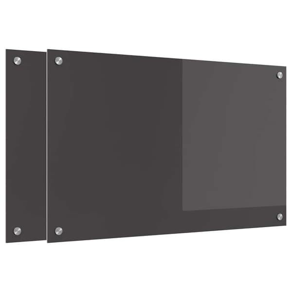 Köksskydd 2 pcs Mörkgrå 80 x 50 cm härdat glas