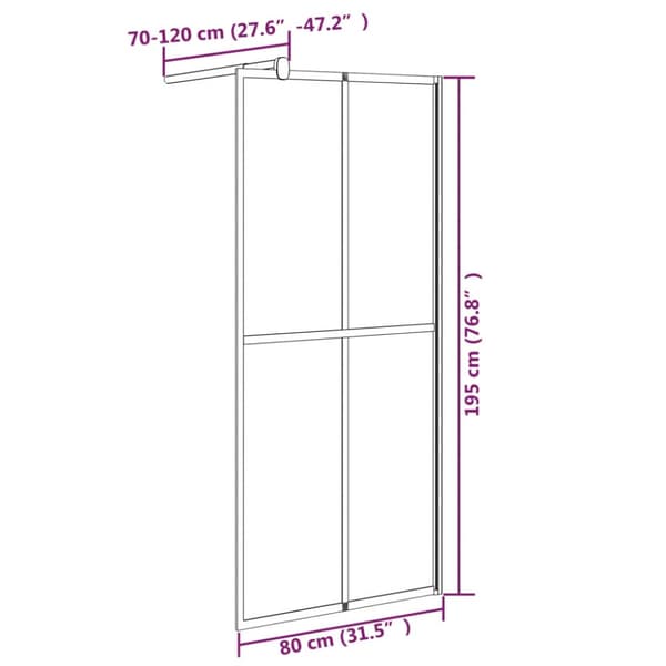 Duschvägg 80x195 cm mörkt härdat glas