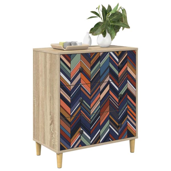 Kommode OMMEN Geometrisk tryck 66 x 36,5 x 75 cm Sonoma-ek