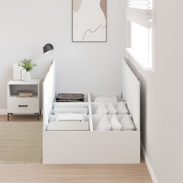 Förvaringssängram med lagring Vit 100 x 200 cm Konstruerat trä