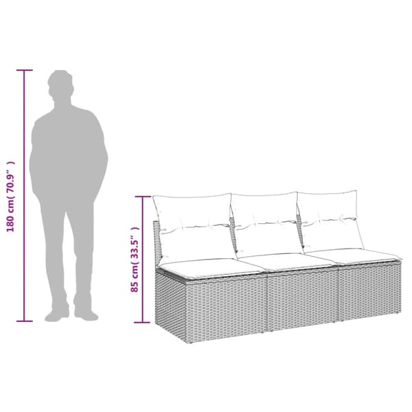 Trädgårdsoffa med kudde Grå 165 x 62 x 69 cm Poly rattan
