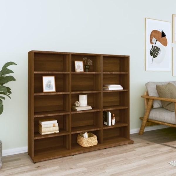 CD-hylla rökfärgad Brun ek 100x23x89,5 cm konstruerat trä