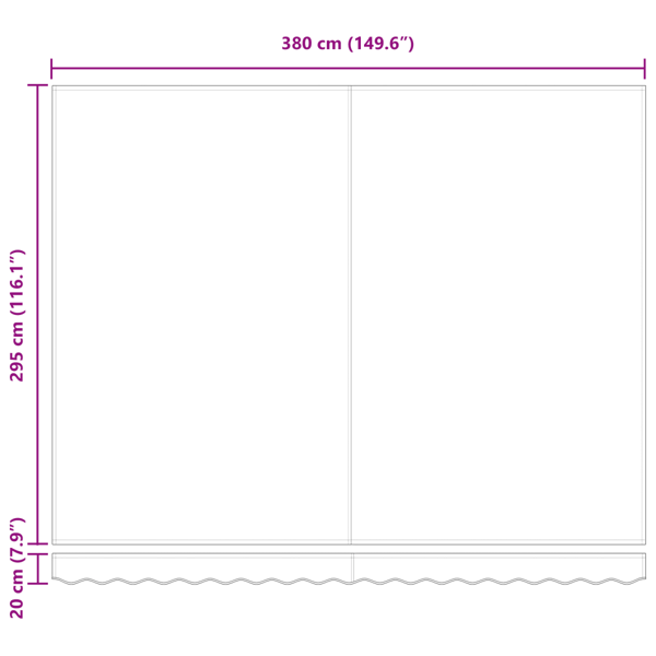 Markisram Blå och Vit 400 × 300 cm Polyester med PU-beläggning
