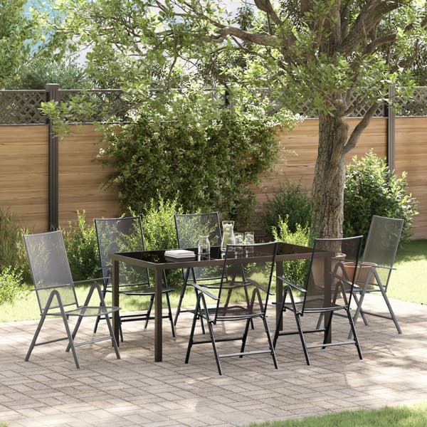 Trädgårdsmöbelset 7 pcs Antracit Pulverlackerat stål
