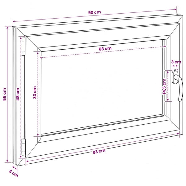 Källarfönster RISOR 90 x 55 cm PVC och glas