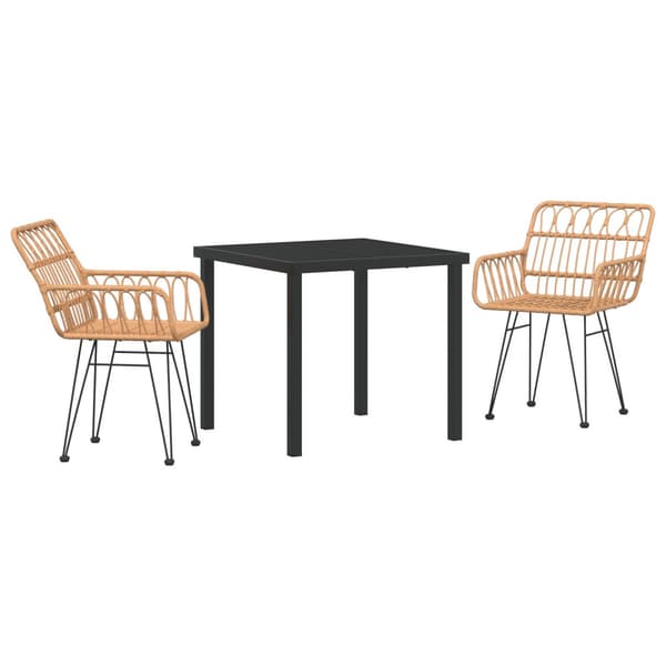 Trädgårdsmöbelset 3 pcs Brun Pulverlackerat stål