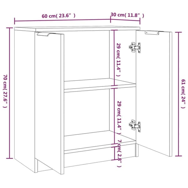 Skänkar 2 st vit 60x30x70 cm konstruerat trä