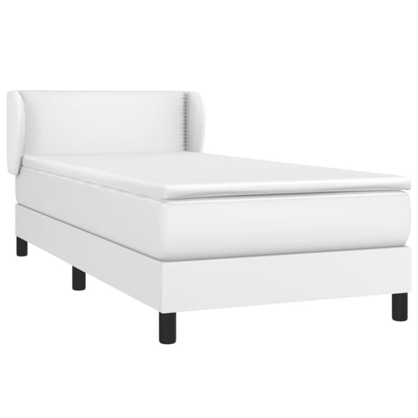 Ramsäng med madrass vit 100x200 cm konstläder