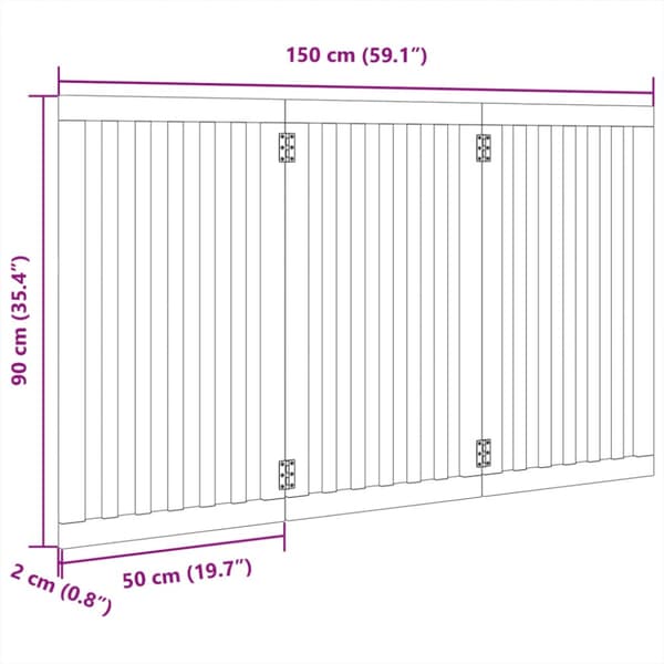 Hundgrind hopfällbar 3 paneler vit 150 cm poppel