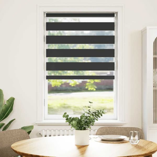 Rullgardin zebra svart 85x100 cm tyg bredd 80,9 cm polyester
