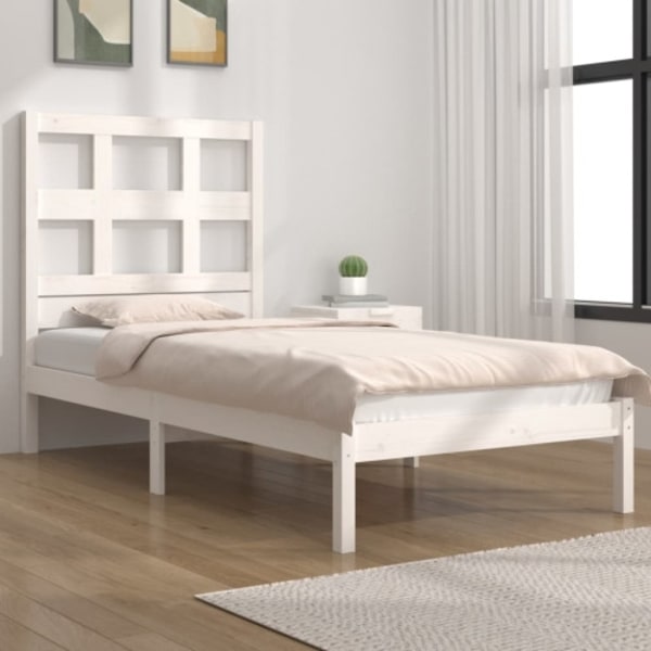 Sängram utan madrass vit 90x190 cm massiv furu