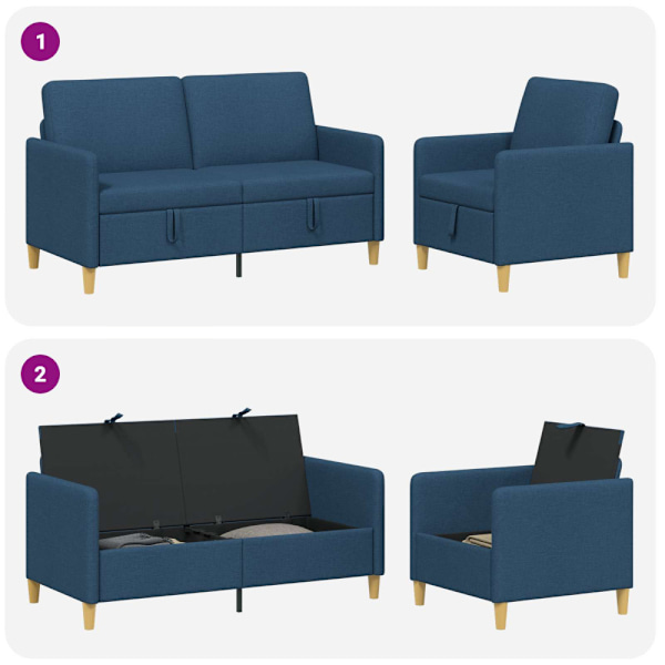 Soffgrupp med förvaring 2 pcs Blå Polyester