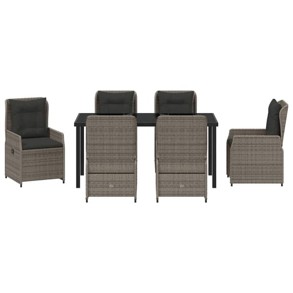 Trädgårdsmöbelset 7 pcs Grå konstrotting