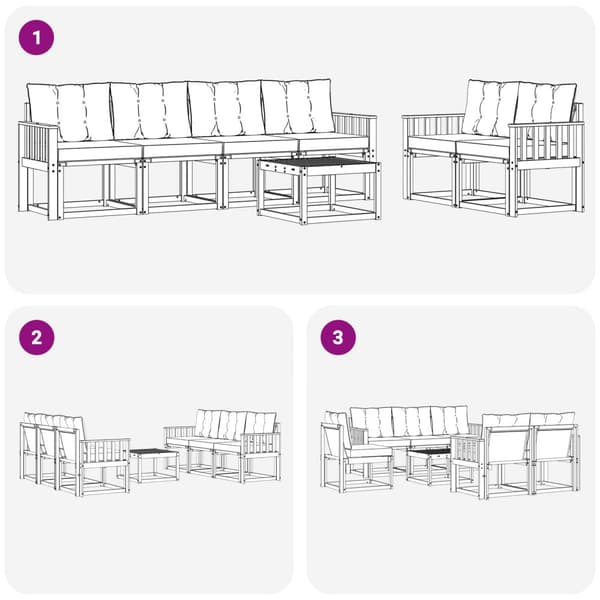 Utomhussoffset med kudde 7 pcs Vit och Beige