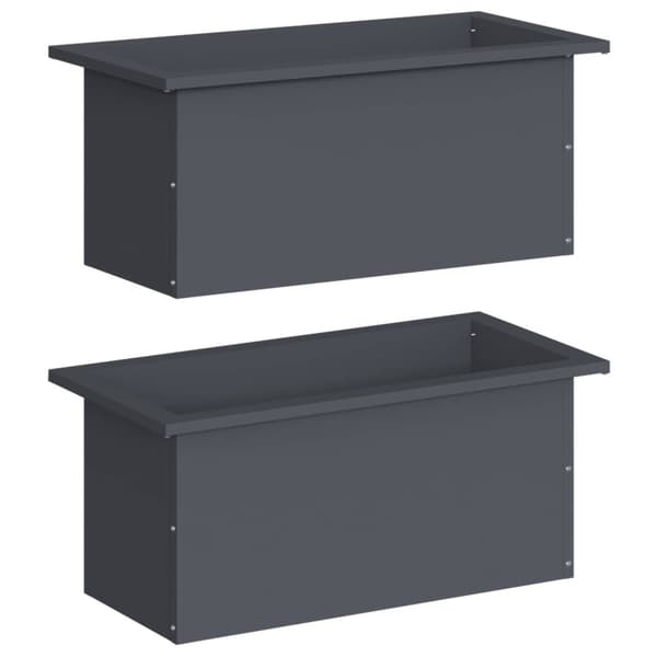 Odlingslåda med LED 2 st Antracit 30 x 60 x 30 cm Stål