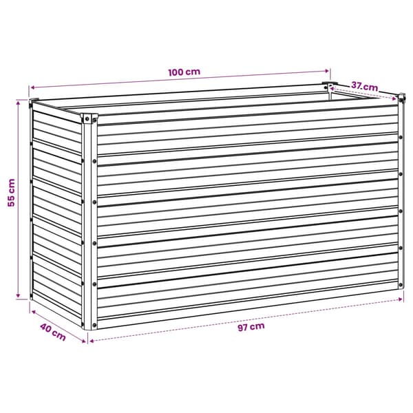 Höjd Trädgårdsbädd Silver 100 x 40 x 55 cm galvaniserad