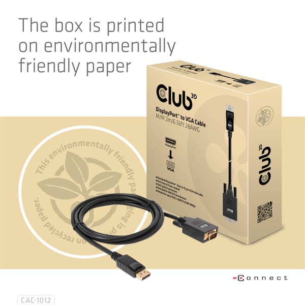 Club 3D - videoadapterkabel - DisplayPort till HD-15 (VGA) - 2 m