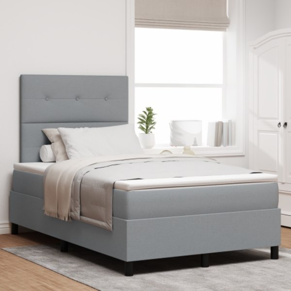 Boxspring-säng med madrass & LED Ljusgrå 120x190 cm Tyg
