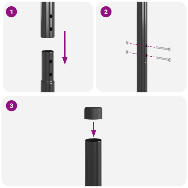 Stängselstolpe 2 pcs Grå Pulverlackerad stål