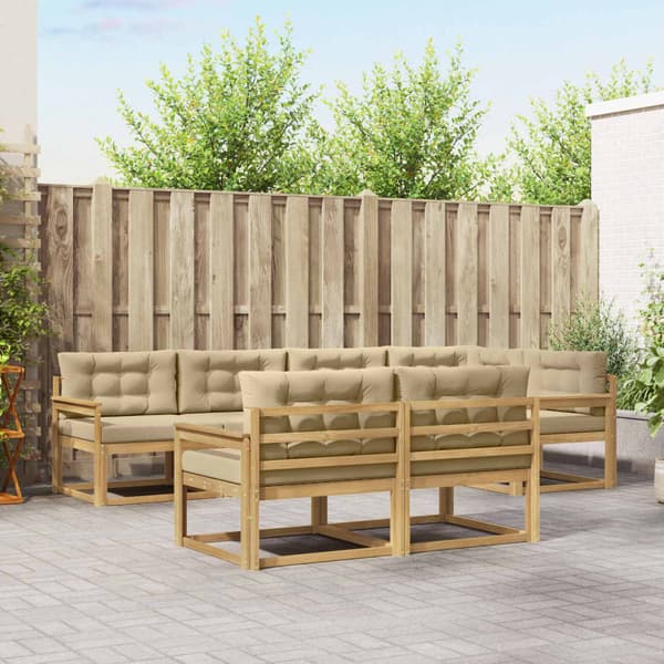Utomhussoffset med kudde 6 pcs Vit och Beige Polyester