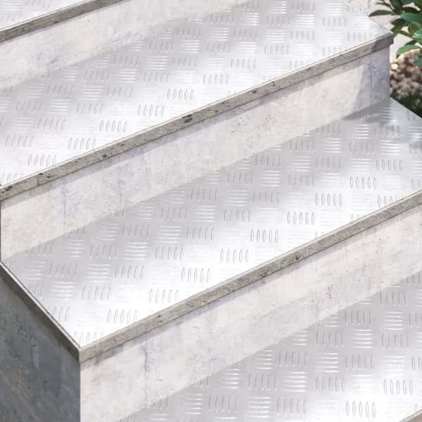 Trappsteg Rektangulär 2 pcs Silver 100 x 30 cm Aluminium