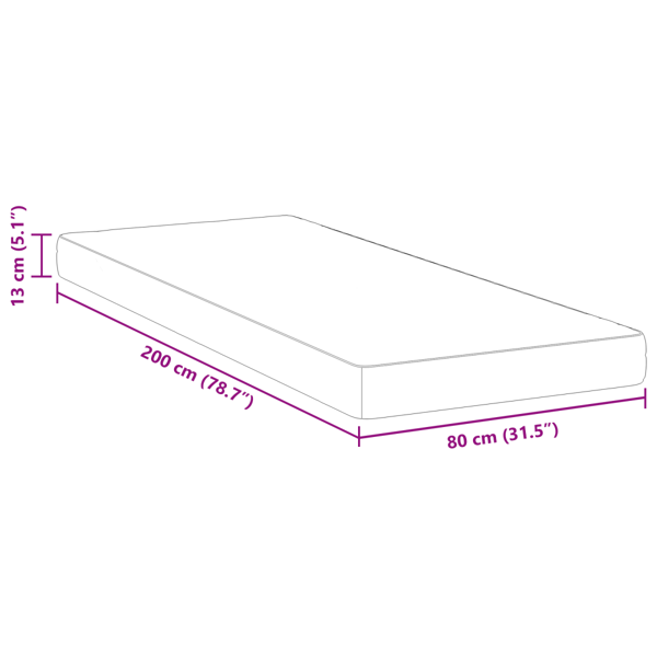 Madrass Vit 80 x 200 cm Jacquardtyg