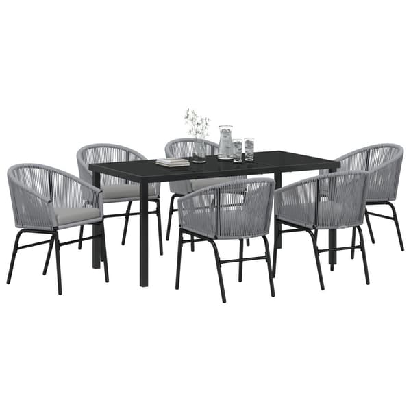 Trädgårdsmöbelset 7 pcs Antracit Pulverlackerat stål