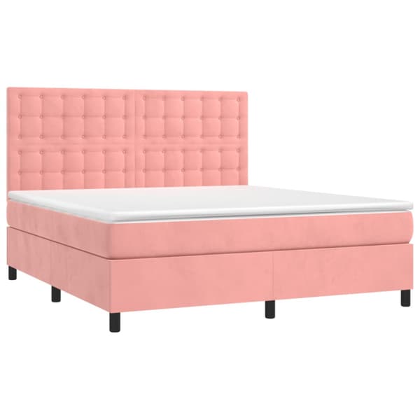 Ramsäng med madrass rosa 160x200 cm sammet