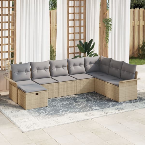 Trädgårdsoffset 8 st Beige och Ljusgrå konstrotting