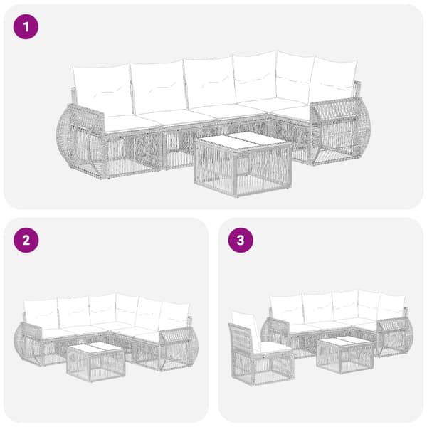 Trädgårdsoffset 6 pcs Grå och mörkgrå konstrotting