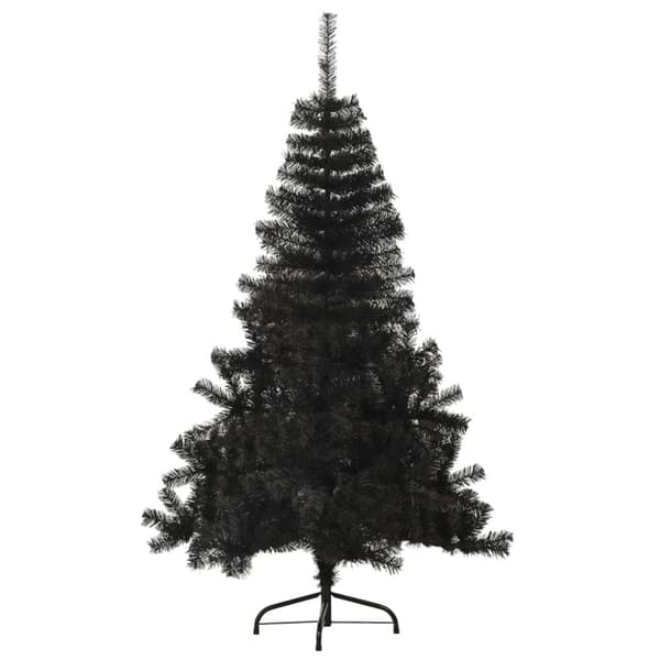 Halv plastgran med stativ svart 150 cm PVC